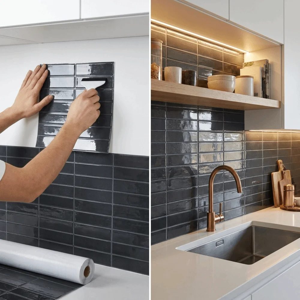 Strong Adhesive 3D Tile Stickers Three-Dimensional Layered Stain-Resistant Self-adhesive wallpaper Drip Glue Material