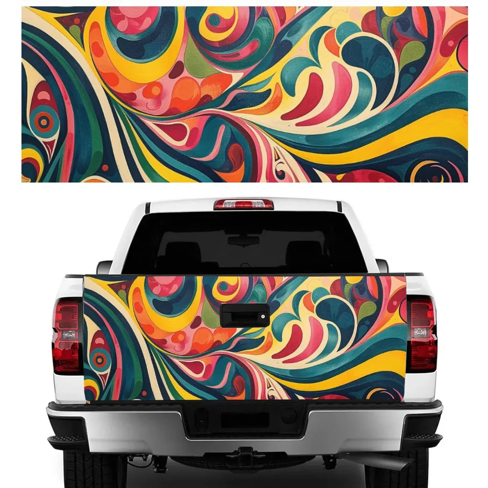 

Bohemian Colorful Trippy Pattern Car Tail Trunk Protect Vinly Decal Auto Accessories Hood Decoration Sticker for Off-road Pickup