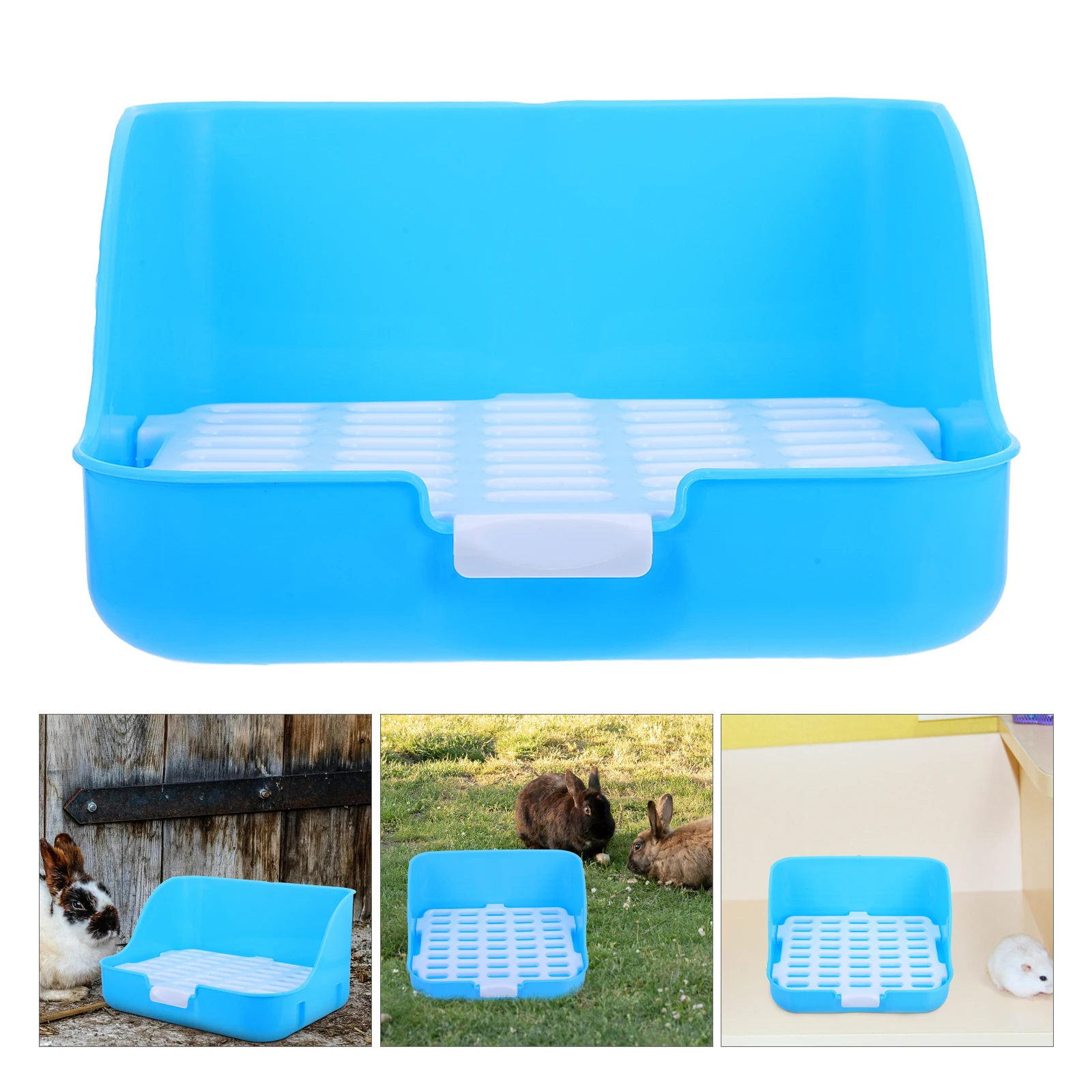 

Adopting Abs Material Bunny Cage Rabbit Hamster Guinea Pig Easy Clean Separate Bottom Pet Toilet Rounded Mesh Design Rabbit