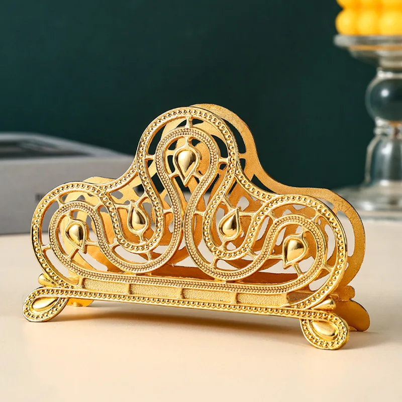 European style golden napkin holder, vertical tissue holder, high-end hotel, restaurant, coffee shop, tissue paper storage rack