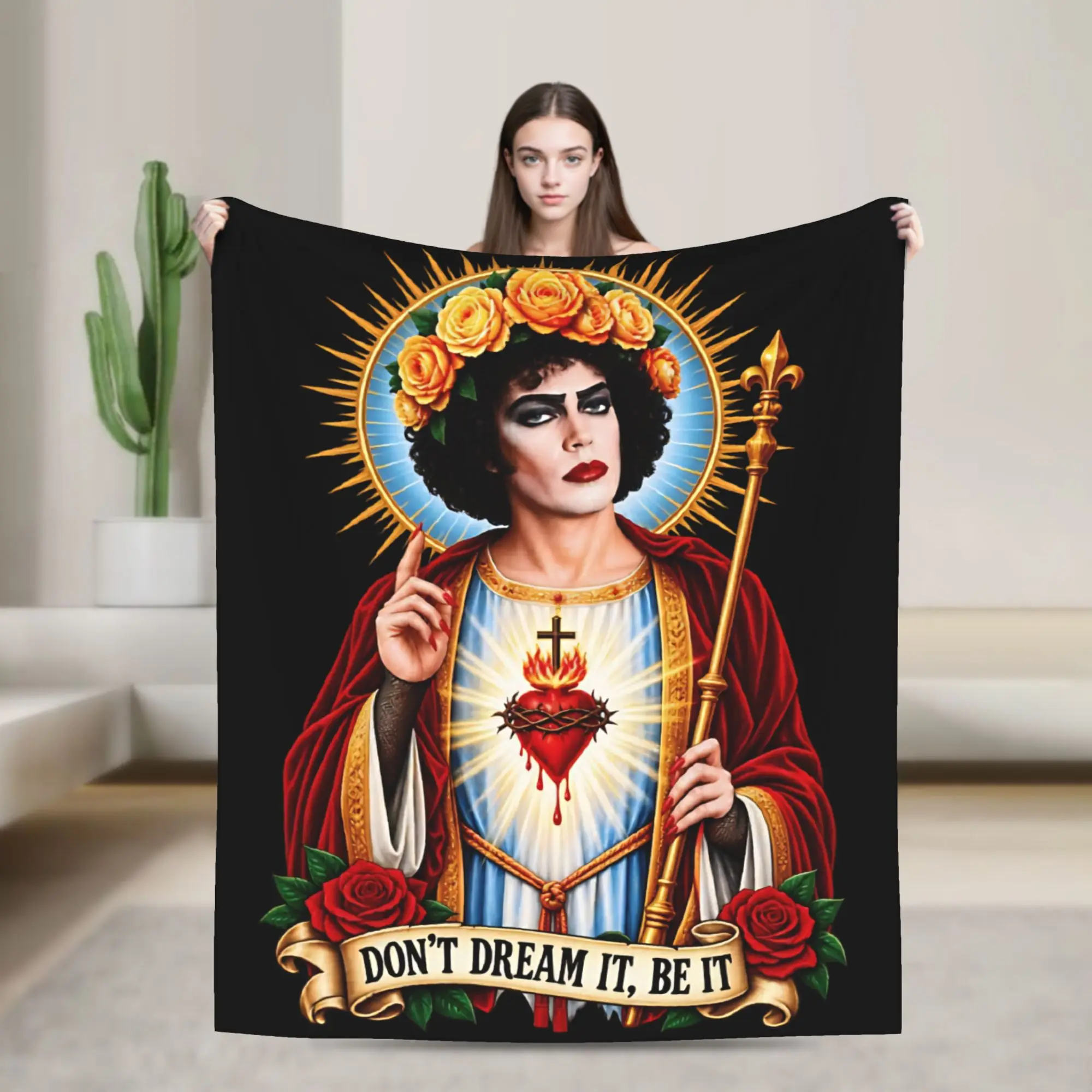 RIP Tim Curry 1946-2026 Plush Blankets Frank The Rocky Horror Picture Show Funny Throw Blankets for Home Plush Thin Quilt