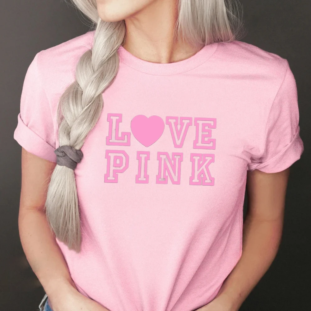 Big Logo Secret Pink Color Print T-Shirts Vintage 90s Pink Women Tee Love Pink Shirt Female TShirt Summer Outfit Trendy Clothes