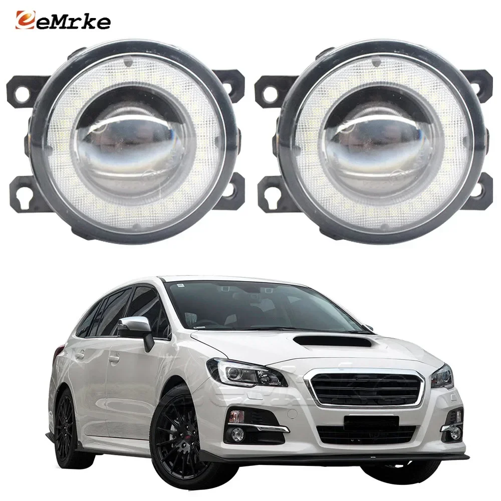 2 Pieces Car Lens LED Fog Lights Assembly and LED Angel Eye DRL Ring Daytime Runinng Light Lamp for Subaru Levorg 2015 2016 2017