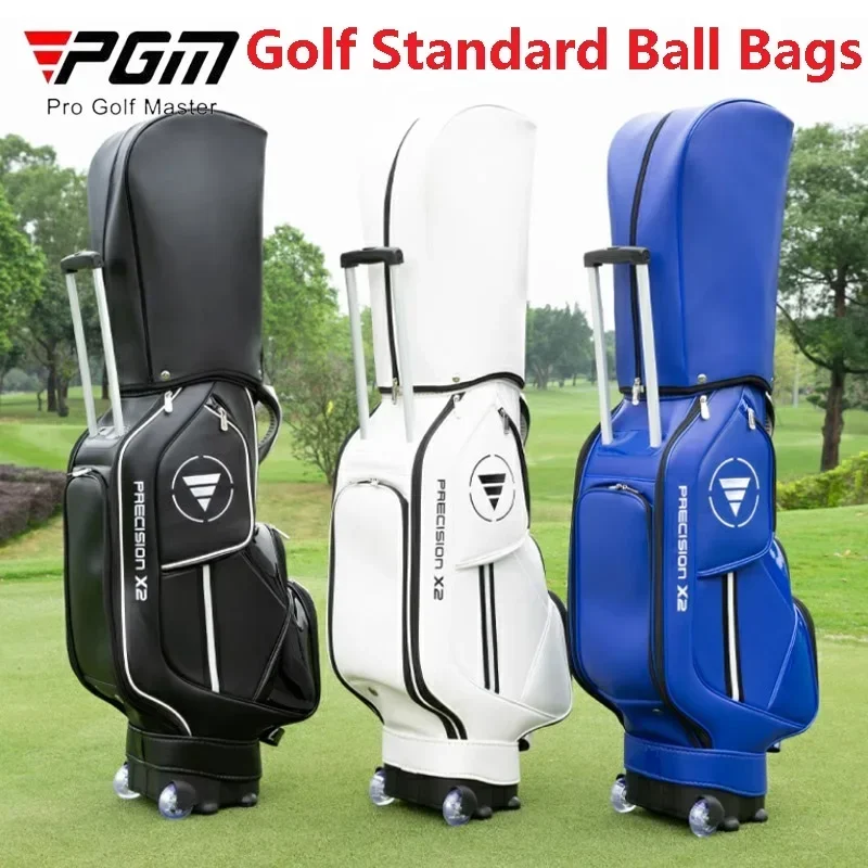 

PGM Tie Rod Golf Standard Ball Bags Waterproof PU Stand Bags with Wheel Portable Multi-Functional Golf Package Can Put 13 Clubs