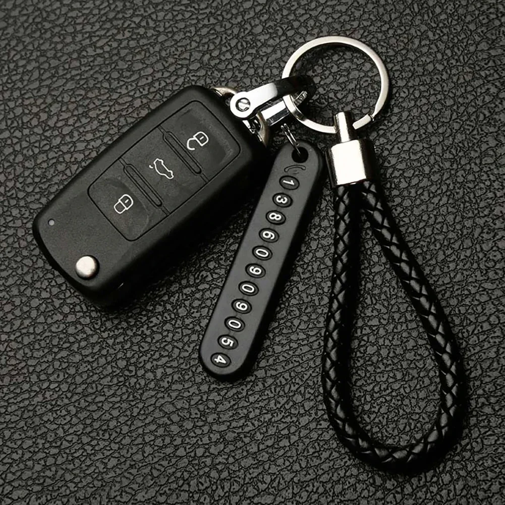 Anti-lost Phone Number Plate Car Keychain Pendant Auto Vehicle Phone Number Card