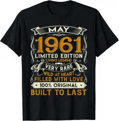 Vintage May June 1961 Birthday Party Outfit Born in May 1961 T-Shirt Graphic T Shirts Vintage T Shirt Men Clothing Tops Camisas