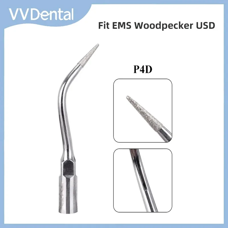 VVDental Wholesale 1/3/5Pcs a lot P4D Ultrasonic Scaler Tip Endodontics Endo Perio Scaling Tips Fit for EMS WOODPECKER Handpiece