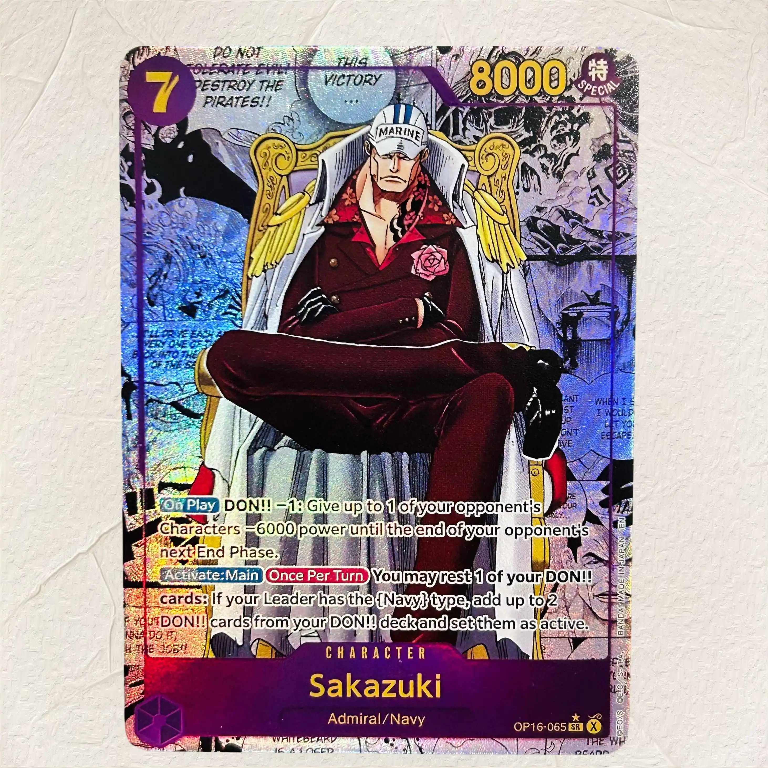 

DIY One Piece Sakazuki OP16-065 Holographic Texture Cards English Version Perfect Condition Classic Anime Collectible TCG