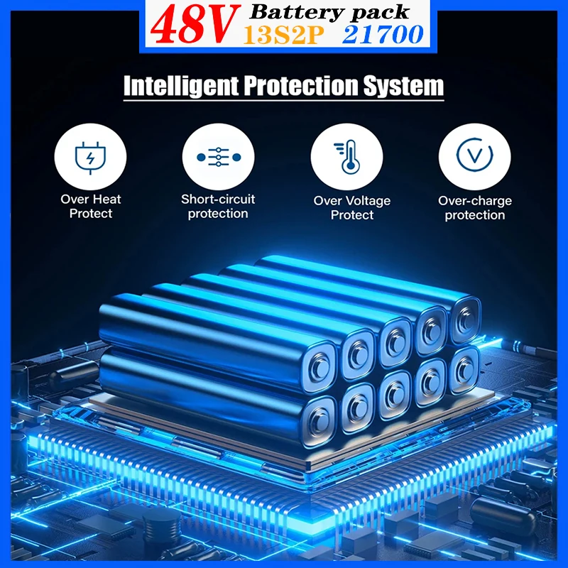 E-bike Battery 48v 39Ah 21700 Lithium Ion Battery Pack 13S2P Bike Conversion Kit Bafang 1000w And 54.6V 3A Charger + XT60 Plug