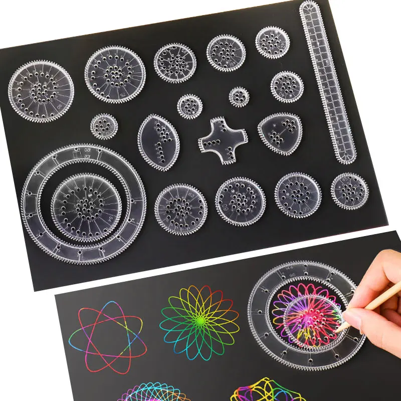 11/22pcs Spirograph Drawing Toys Set Interlocking Gears Wheels Geometric Ruler Drawing Accessories Creative Educational Kids Toy