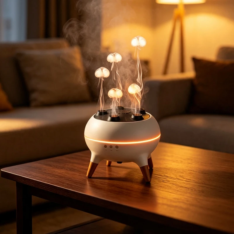 Dynamic Rainbow Jellyfish Essential Oil Diffuser, Ultrasonic Porous Atomization Aroma Machine 250ml for Home Bedroom