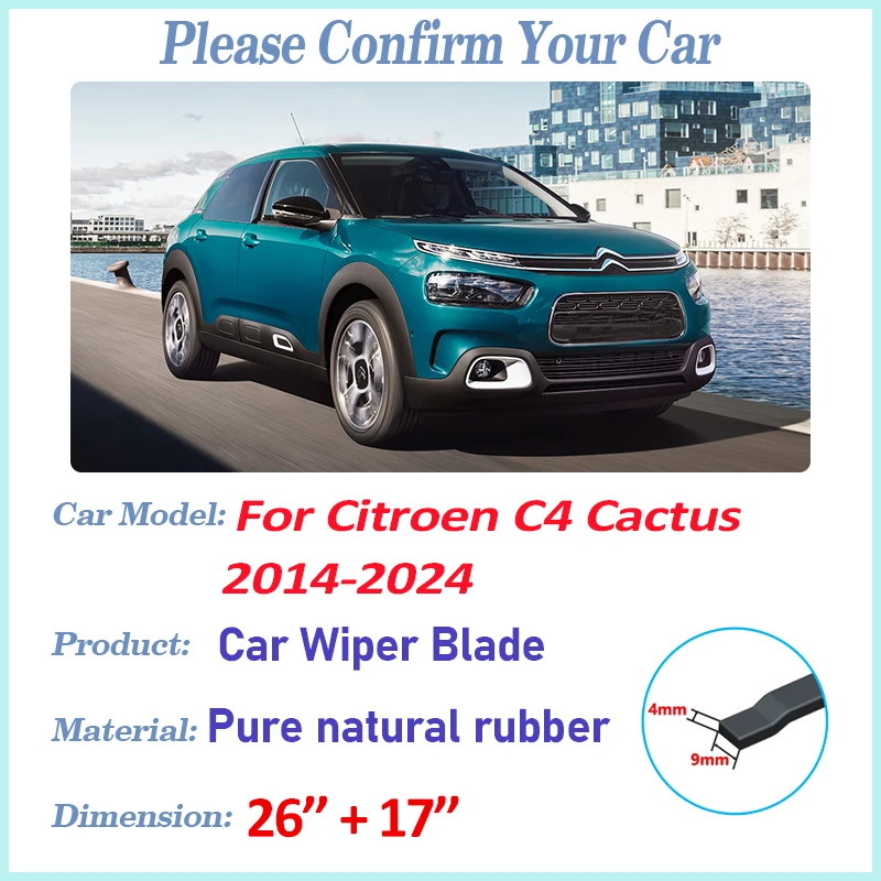 

For Citroen C4 Cactus Body Kit 2015 Accessories 2014-2024 Car Front Wiper Blades Durable Noise Reduction Windscreen Wiper Screen