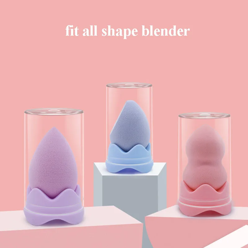 50pcs/lot Customize LOGO Beauti Sponge with Flower Storage Box Puff Makeup Sponge Holder Cosmetics Face Care Make Up Accessories