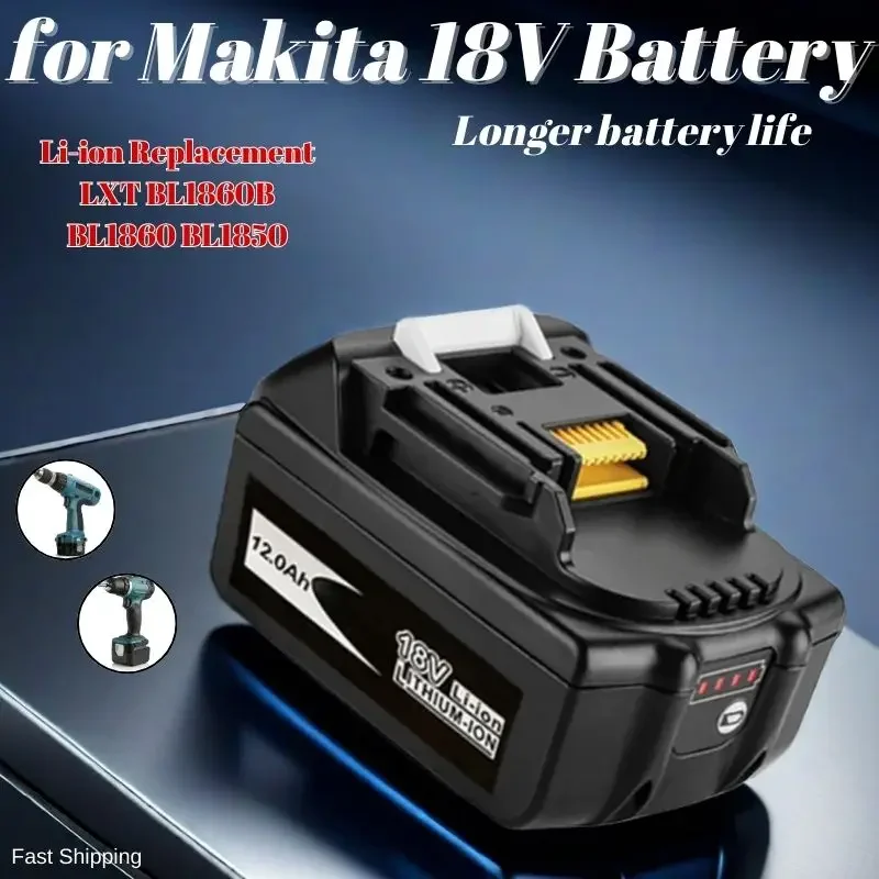 

for Makita 18v Battery Rechargeable Power Tool Battery, Replaceable LED Lithium-ion 12.0 Ah 18V LXT BL1860B BL1860BL1850