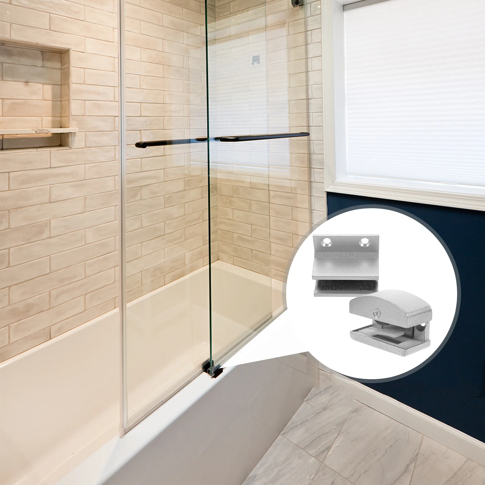 

4pcs Shower Bottom Guide Sliding Glass Track Retainer Durable Easy Install Floor Barrier Hardware Replacement Silver Sliding