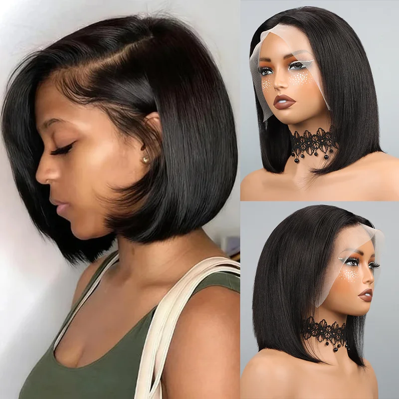 Parrucca Bob Capelli Umani 13x4 Hd Anteriore Del Merletto Parrucche Dei Capelli Umani Per Le Donne Nere Glueless Parrucche Anteriori Del Merletto Pre Pizzicate Pre Cut Bob Dritto