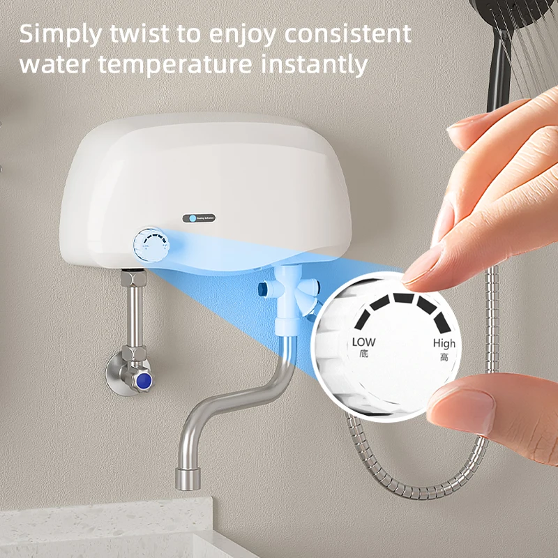 سخان مياه فوري 3500 وات، درجة حرارة ثابتة، سخان مياه كهربي، تركيب سريع مع عرض درجة الحرارة للاستخدام المنزلي