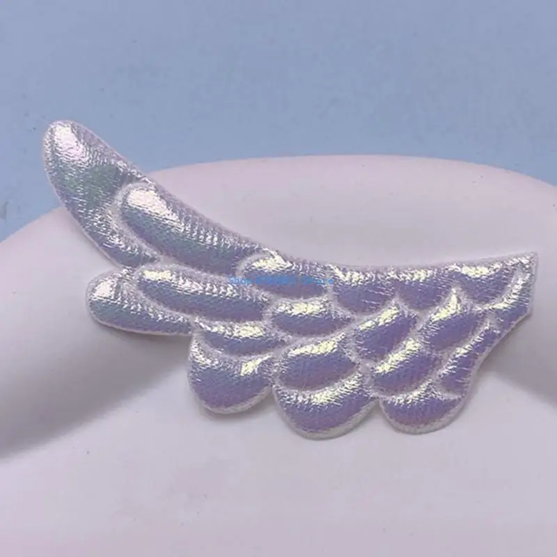 T3lc remendos asas anjo com brilhos, tecido fadas, asas artesanato, apliques decorativos para acessórios
