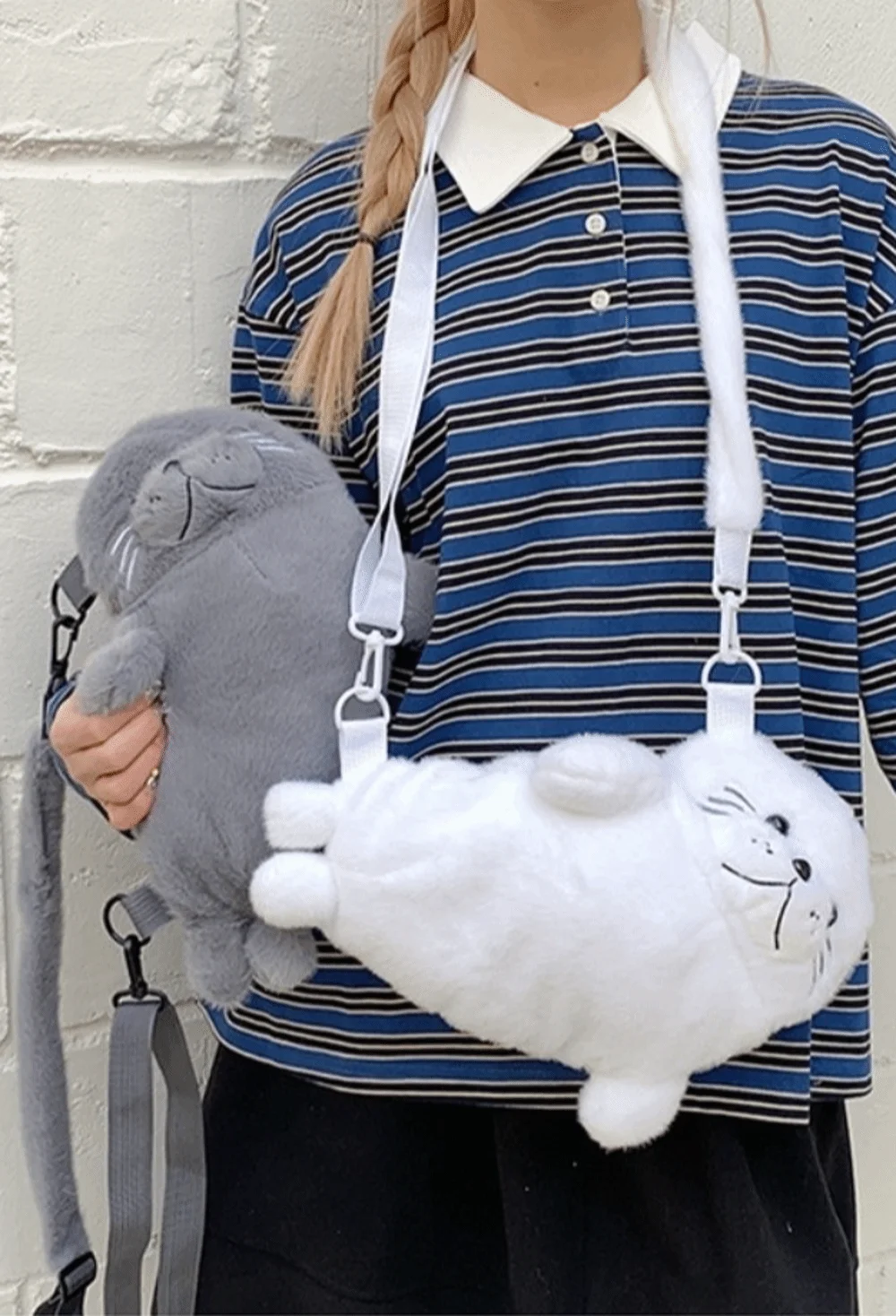 Weiche, flauschige, niedliche Seelchen-Umhängetasche, Cartoon-Handytasche mit verstellbaren Trägern, leichte Stoff-Umhängetasche, Damen-Accessoires – Detail 2