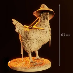 63mm Fantasy Resin Figure Assembly Model Kit Animal Miniature Cock Warrior Diorama Unassembled and Unpainted Free Shipping