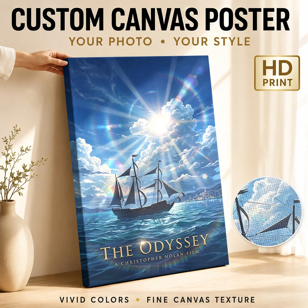The Odyssey Movie Shinkai Style Framed Canvas Poster Customized Vintage Movie Canvas Wall Art for Man Cave Decor Ready to Hang