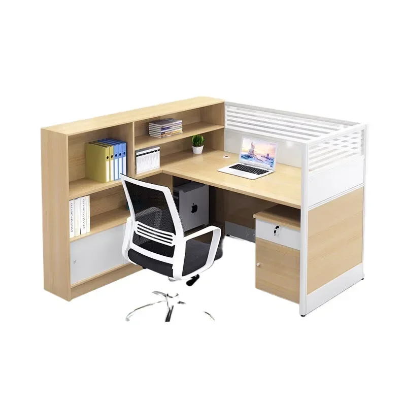Office Desk and Chair Combo with Service Screen Partition Staff Computer Workstation