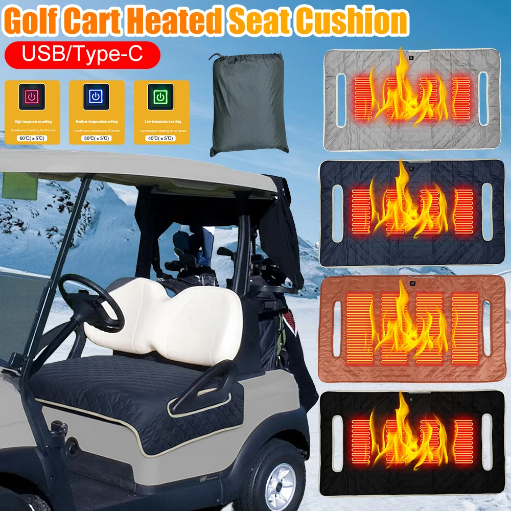 

Golf Cart Seat Covers Waterproof Heated Seat Cushion Universal Golf Cart Seat Towel Blanket 4 Heating Areas Golf Cart Seat Cover