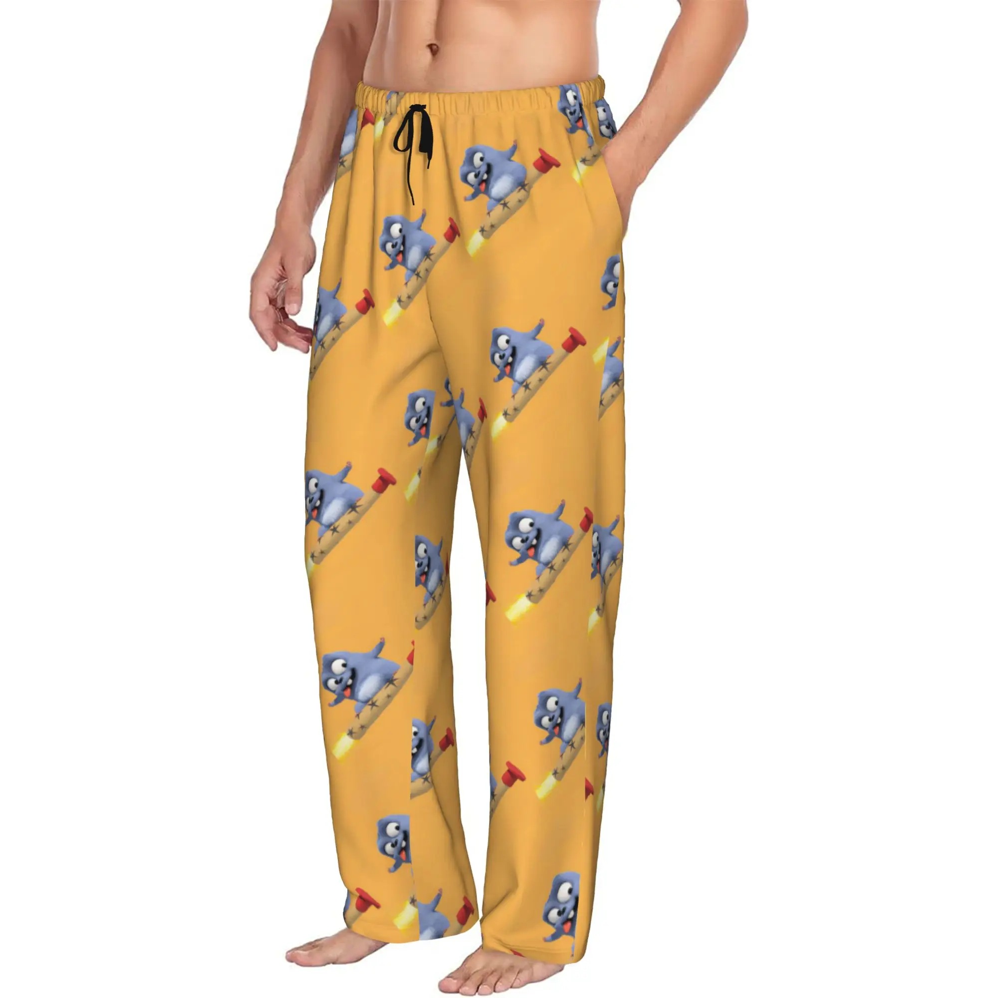 Custom Cute Grizzy and The Lemmings Cartoon Pajama Pants Men  Sleepwear Lounge Sleep Bottoms Stretch with Pockets
