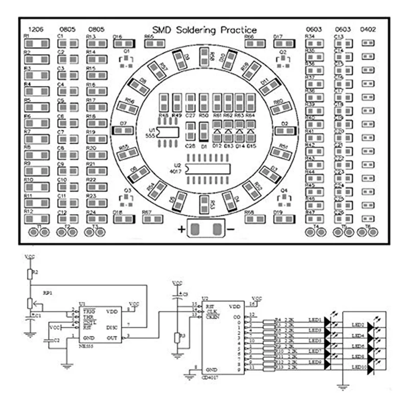 Rotating LED SMD NE555 Soldering Practice Board DIY Kit Fanny Skill Training DIY Kit Electronic PCB Board Module Suit