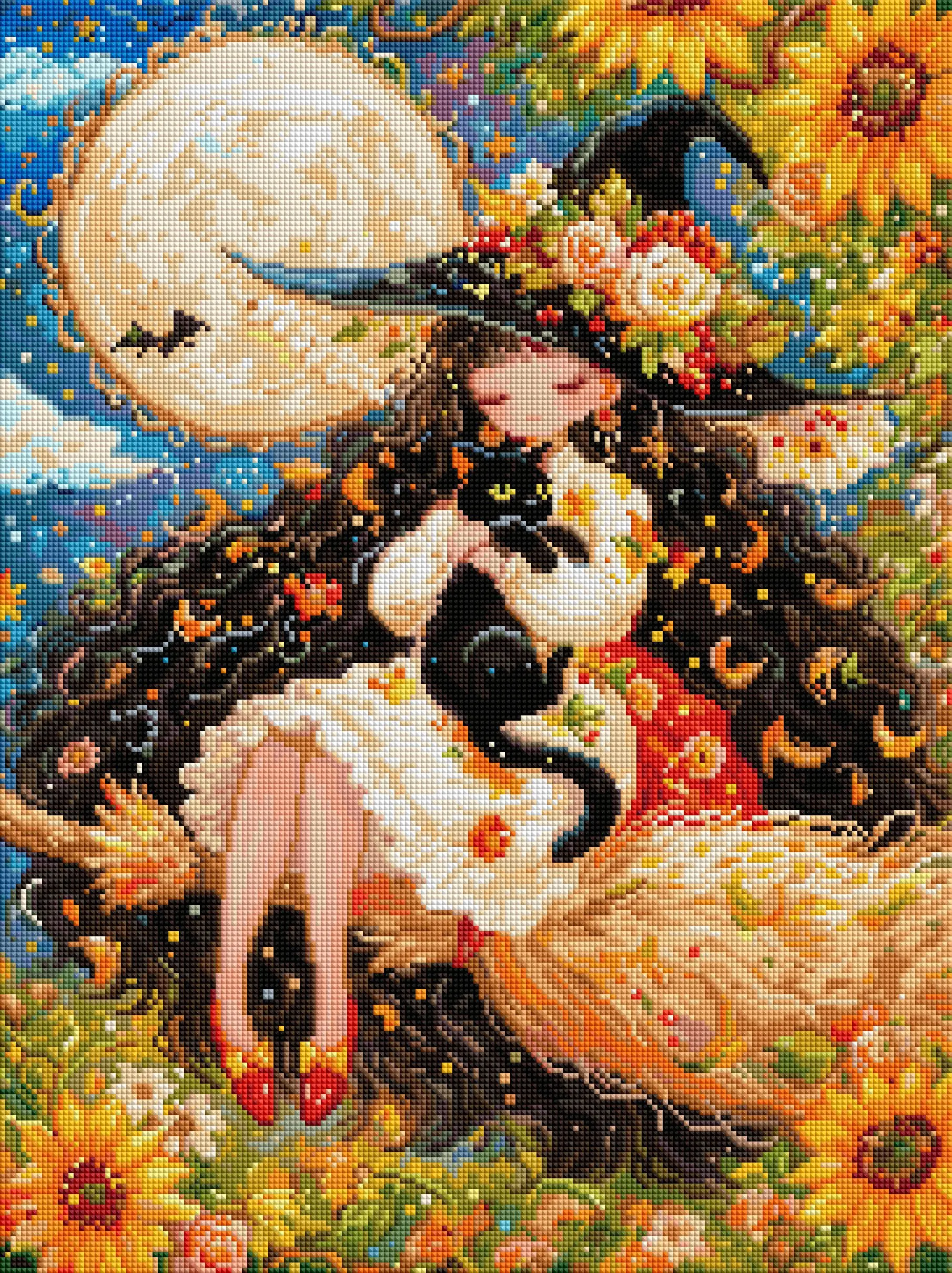 Forever Young 5D DIY Diamond Painting Enchanted Witch Full Square Kit with AB FD Drills Black Cat Design Adult Arts And Crafts