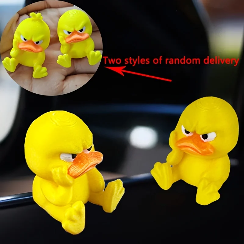 2 piezas de decoraciones de coche de pato enojado impresas en 3D para automóviles, camiones, SUV - Regalo para Navidad, patos con caras expresivas