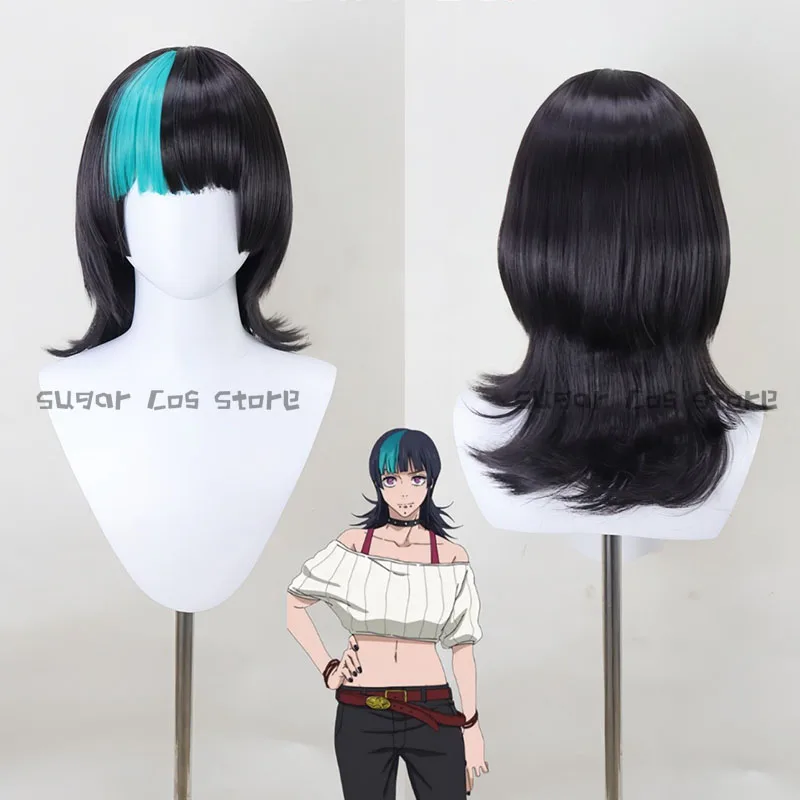 Peluca de Cosplay de Anime Kirara Hoshi, pelo sintético negro y azul hasta los hombros, resistente al calor, Kinji Hakari, fiesta de Halloween, para mujeres y hombres