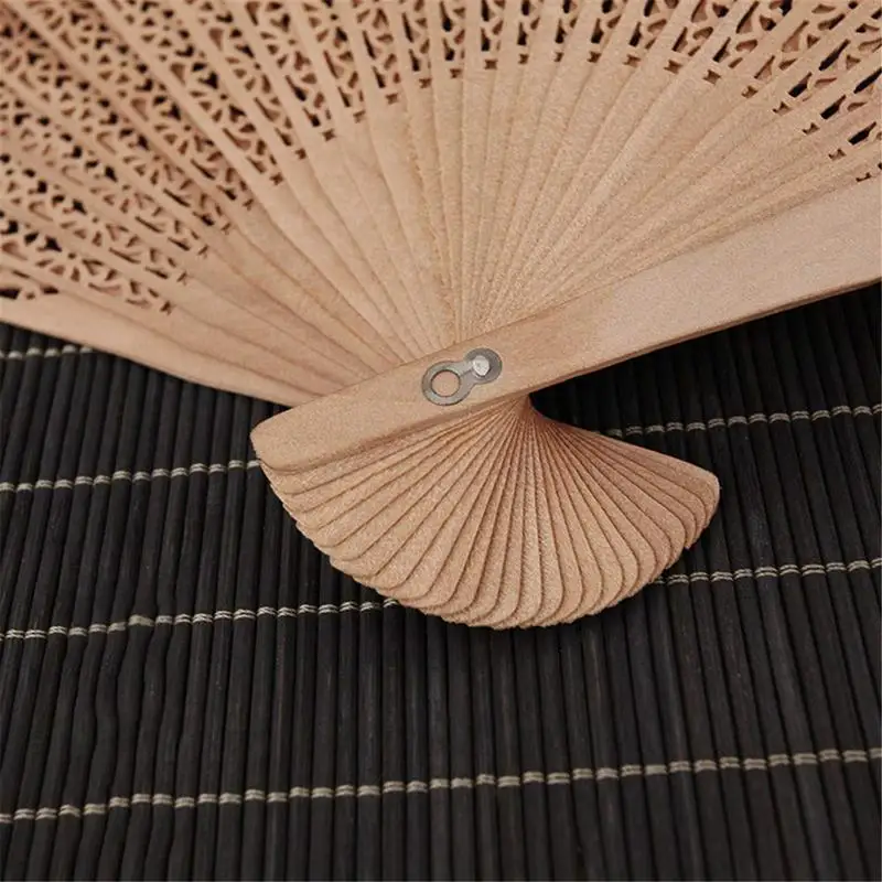 Chinese Hand-held Fan Wooden Fold Fans Carved Wedding Party Gift Bamboo Fan Wedding Bridal Party Decoration Handcraft Home Decor
