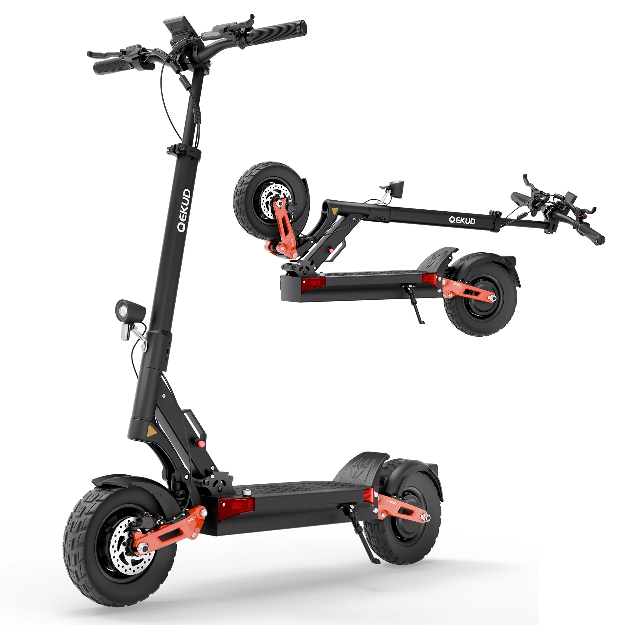 Qekud T10 Opvouwbare Elektrische Scooter, Dubbele 1000W Motor, 10 inch Off-road E-scooter voor Volwassenen met 60V 18Ah Batterij
