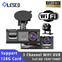 차량용 DVR 내부 카메라 DVR, 와이파이 3 채널, 3 방향 대시 캠, 녹음기 FHD 1080P 비디오 미니 등록기, 대시 캠 캠코더