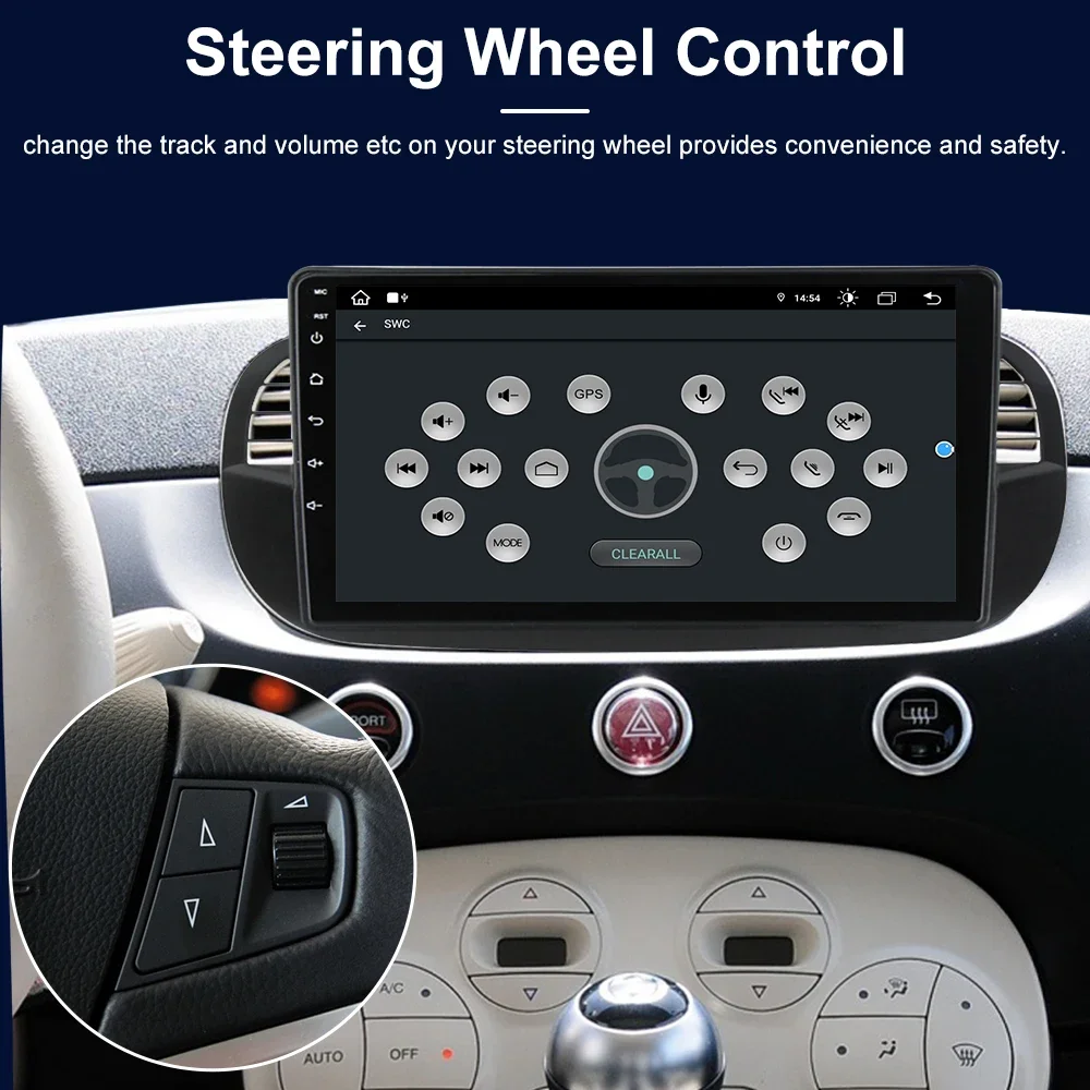 لشركة فيات 500 سيارة أندرويدراديو 2007-2015 لاعب نظام تحديد المواقع والملاحة رئيس وحدة مشغل ستيريو سيارة اللعب 5G أندرويد راديو تلقائي 9 بوصة #1