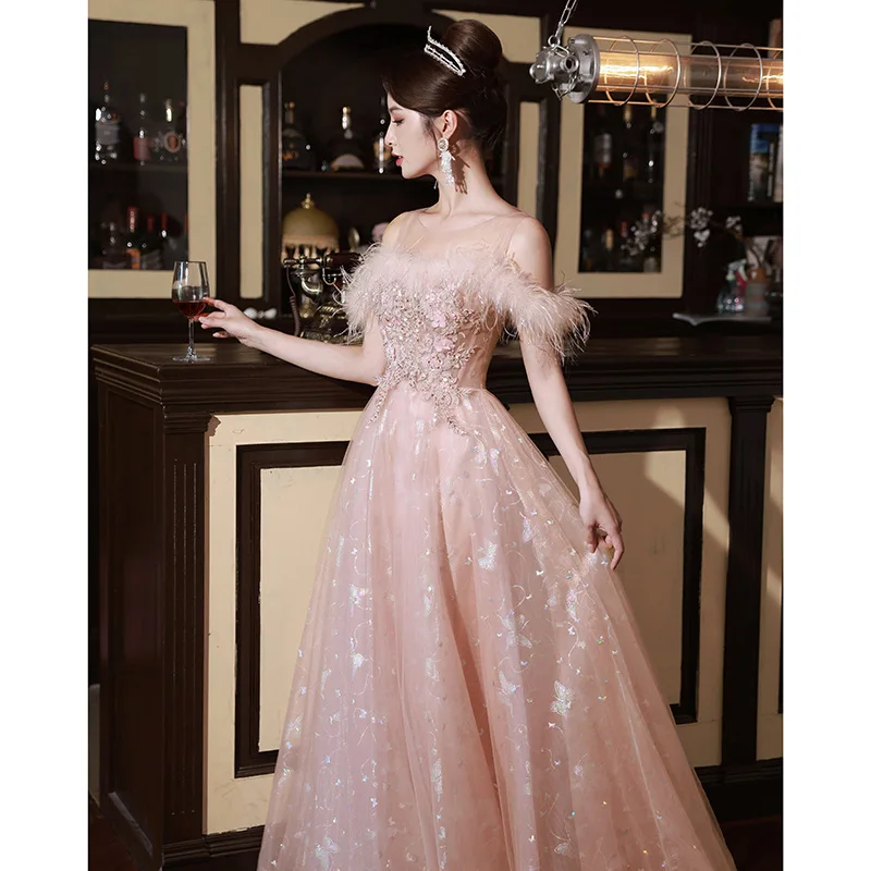 New light blue feather off shoulder lady girl women sweat long party performance prom dress gown - AliExpress 320 New light blue feather off shoulder lady girl women sweat long party performance prom dress gown - AliExpress 320