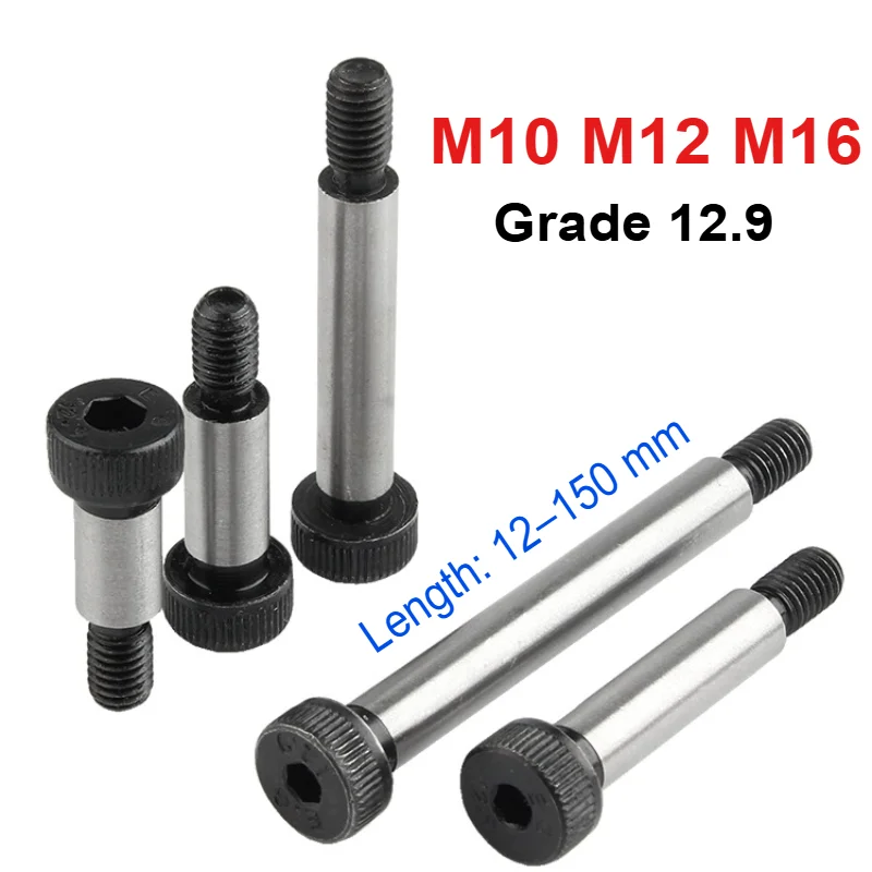 Grade 12.9 M10 M12 M16 Diameter= 12/13/16/20mm Black Hex Hexagon Socket High Strength Steel Shoulder Bolt Roller Bearing Screw