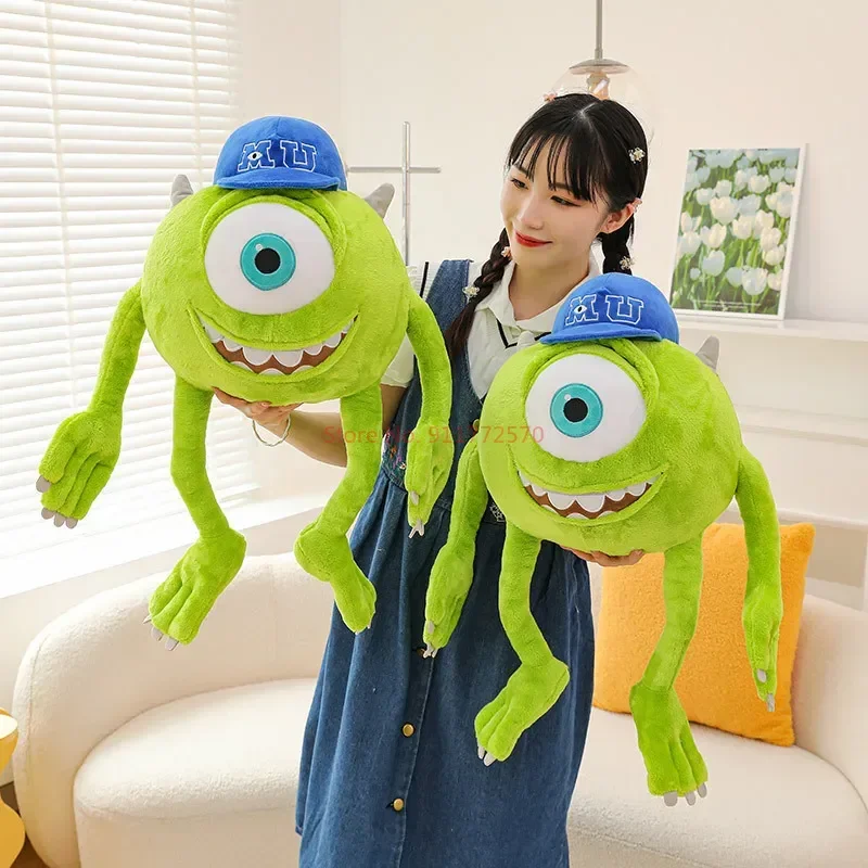 Disney Mike Wazowski Plush Doll Toys Stuffed Throw Pillow Sofa Back Cushion Room Decoration Kids Xmas Gifts