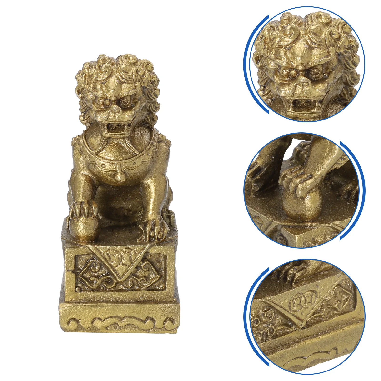 

Mini Brass Lion Statue Desktop Ornament Feng Shui Decoration for Home Office Prosperity Tabletop Adornment