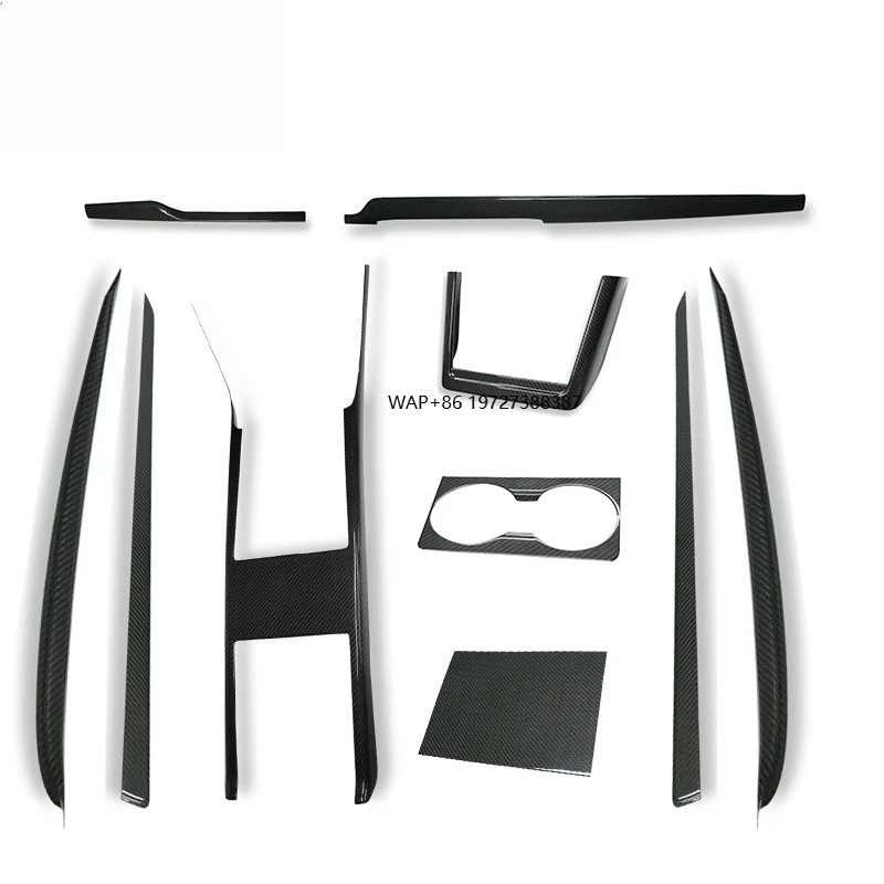 

For Model X S 2022 Real Carbon Fiber Interior Trim Door Dashboard Center Console Panel Cover Accessories