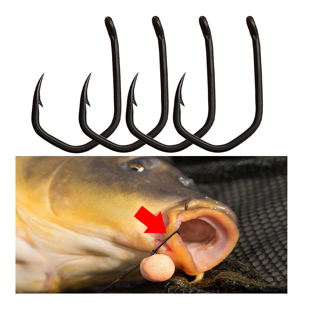 50pcs European Carp Fishing Hook Triangular Carp Hook Rhombus Barbs electroplating coating Circled bottom carp hook