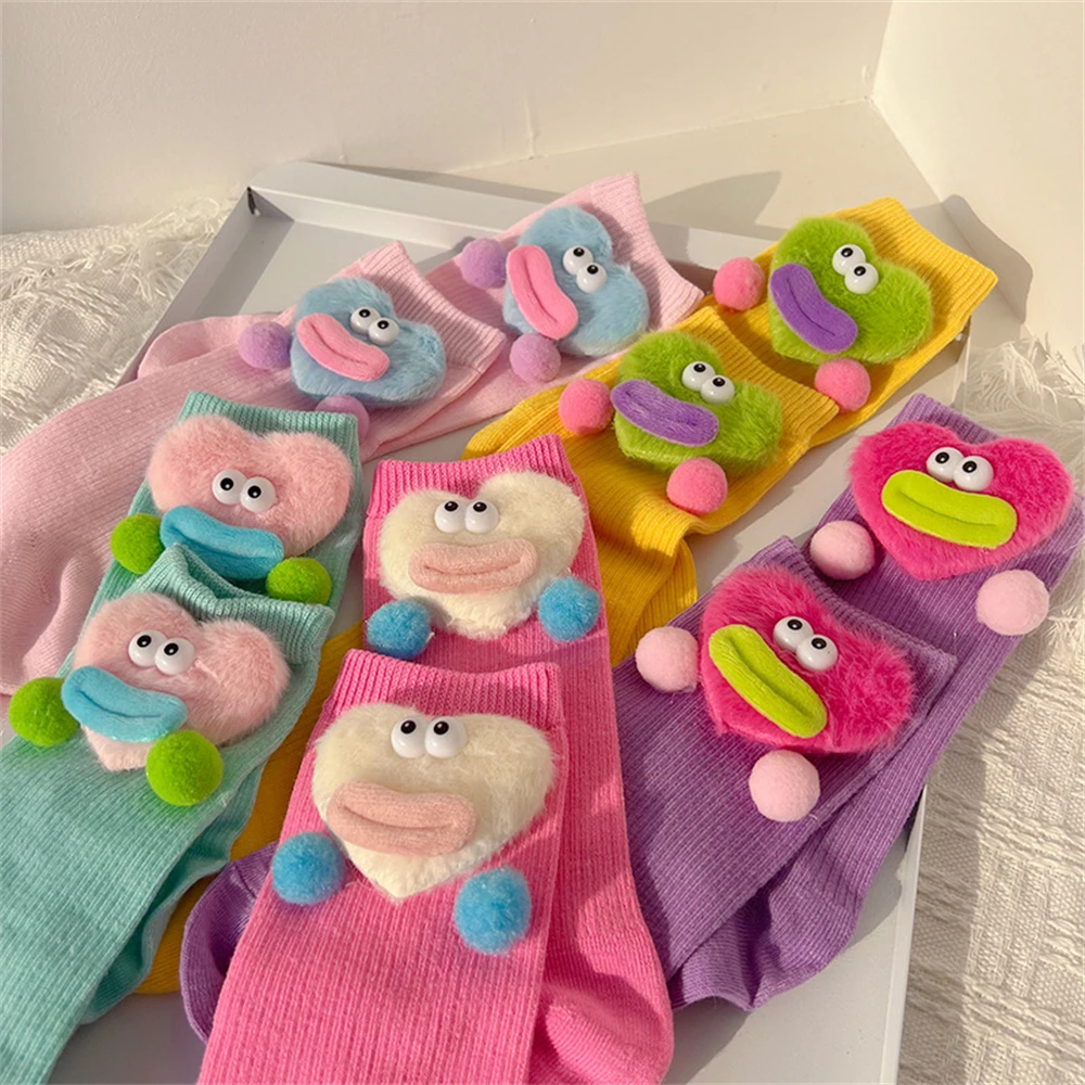 1~4PAIRS Floor Socks Color Soft And Comfortable Sausage Mouth Socks Ladies Socks Ice Cream Color Stockings Soft Cute Design