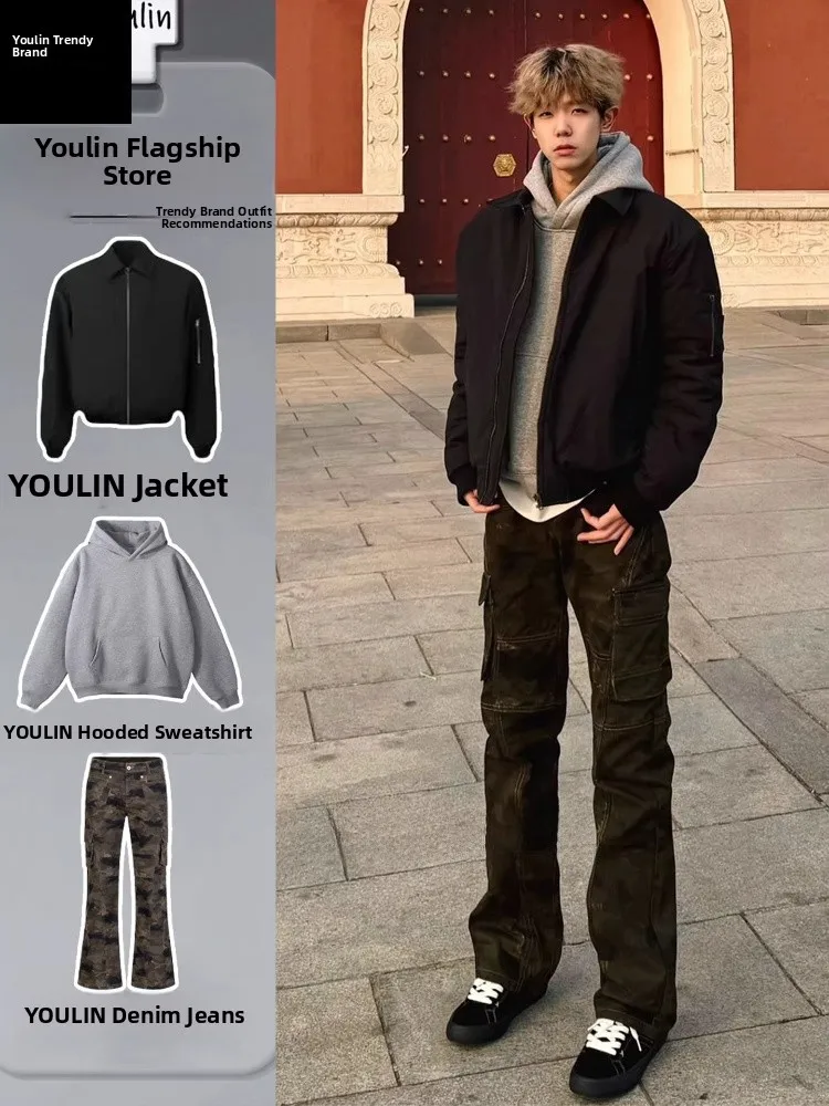 

Cleanfit American Sle Flight Jaet And Pants Set for Men Cool Haome Spring Autumn Outfit Casual Sportswear Ensemble