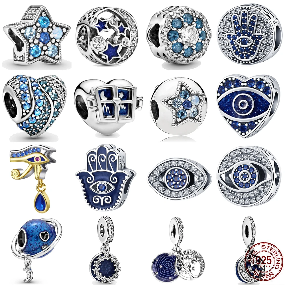 

Paylor 925 Silver Evil Eyes Beads Fatima Blue Charm Beads Fit Original Pandora Bracelet Diy 925 Silver Jewelry Making