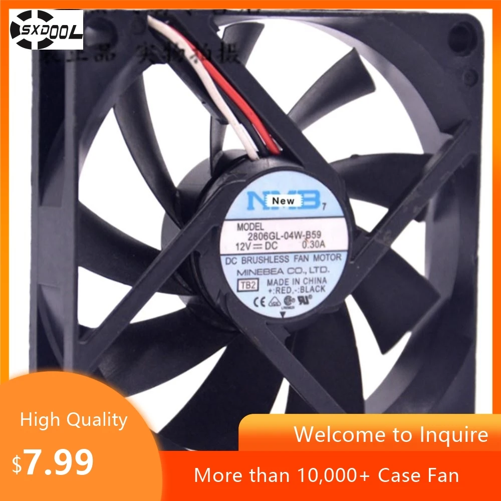 

Вентилятор 7 см для серверного охлаждающего вентилятора NMB 2806GL-04W-B59 T59 DC 12 В 0,30 А 70 мм, 4200 об/мин, два шарикоподшипника