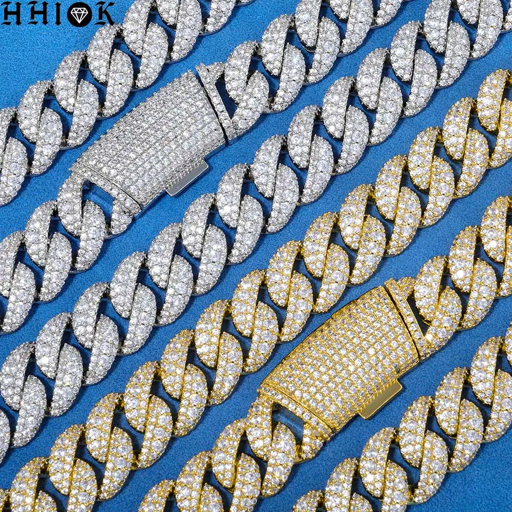 

Модное ожерелье HHIOK с кубическим цирконием, украшенное камнями, в стиле рэперских украшений, позолоченное 18-каратным золотом, цепочка-браслет в стиле кубинского плетения, подарок для мужчин и женщин