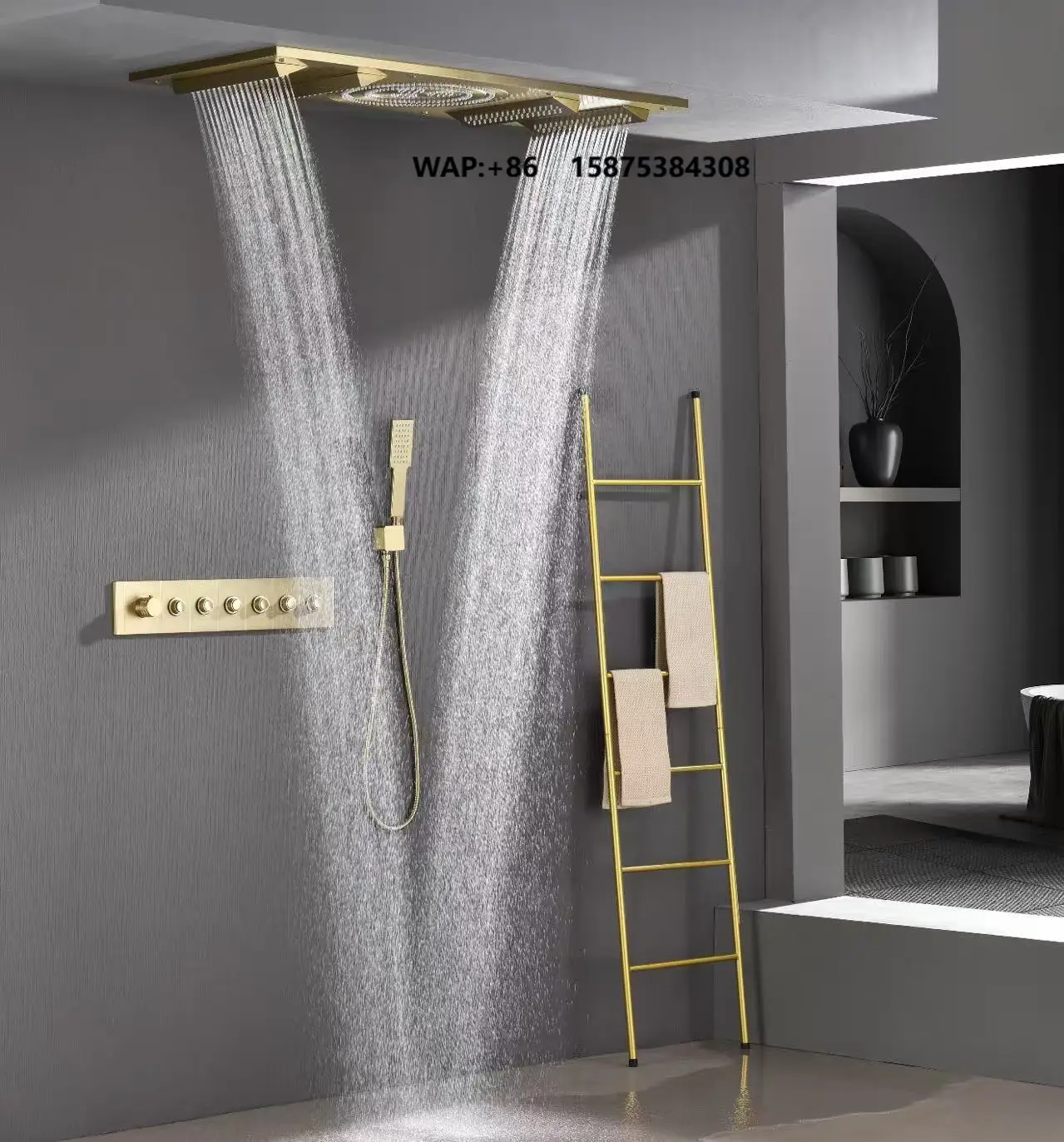 Conceal Installation Thermostat Shower LED Rainfall Set Led 5 Ways Bathroom Shower System Easy Control Bathroom  Faucet Shower
