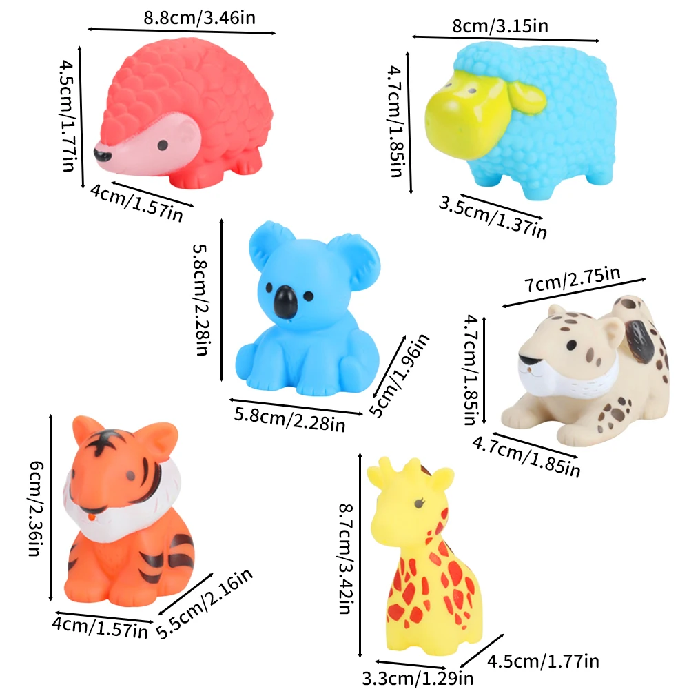 Jouets de bain d\'animaux marins mignons pour bébé, flotteur en caoutchouc souple coloré, son de compression, jeu d\'eau de natation, cadeau pour