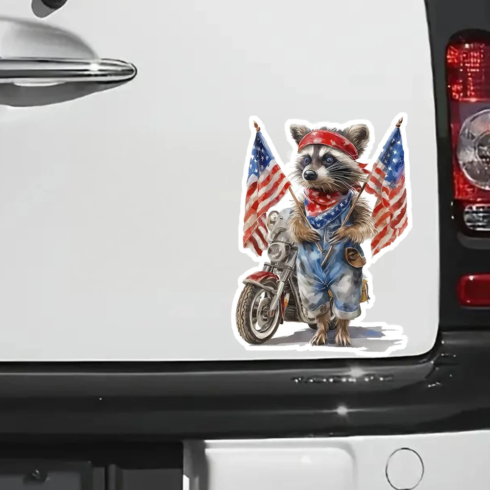 

Patriot Raccoon Self-Adhesive Vinyl Decal, Used for Car Windows, Bumper, Laptops, Waterproof Exterior Car Accessories